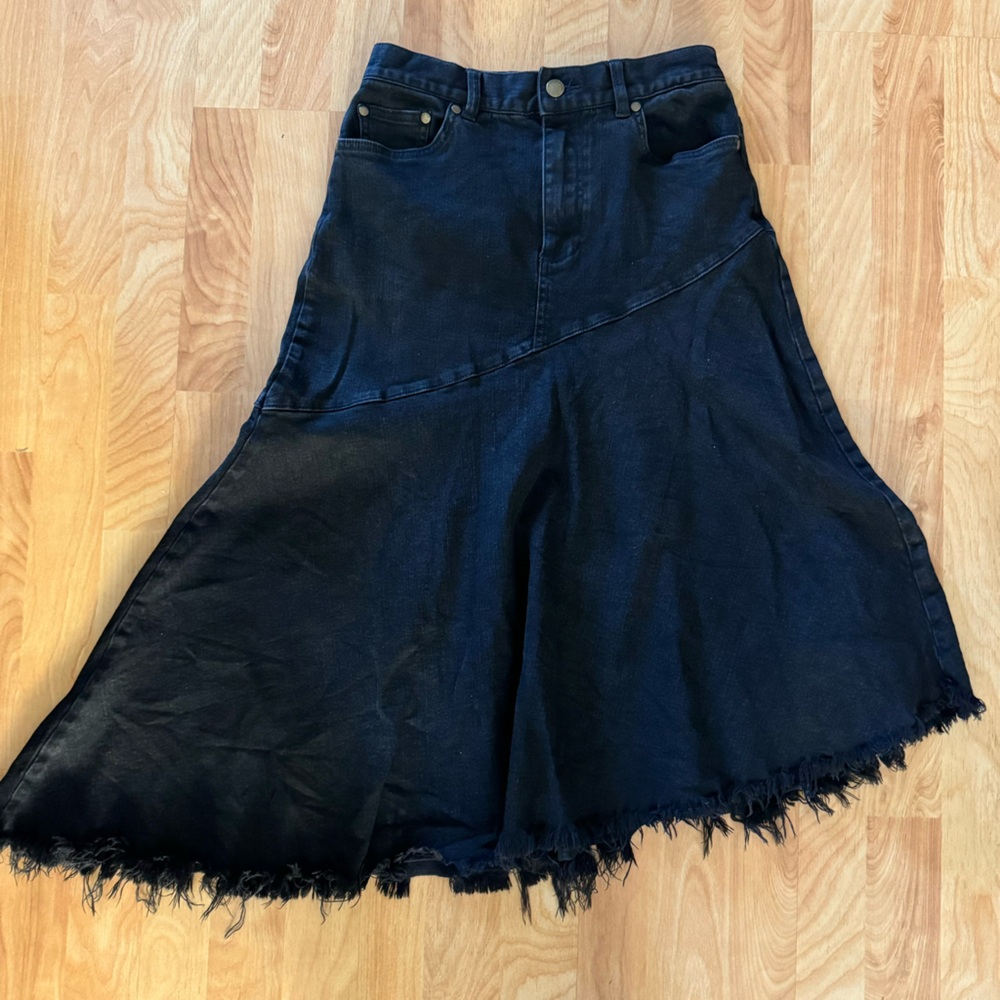 Zimmermann Asymmetrical Raw Hem Denim Skirt